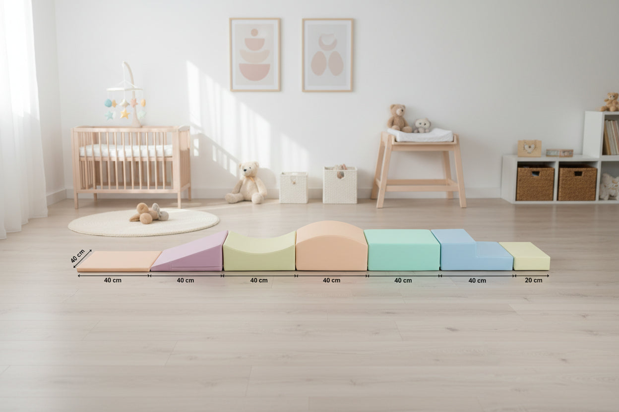 Soft Play 7 Foam Block Set - Light Pastel Little Crawler