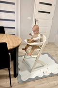 Kids Mealtime Floor Mat, Non-Slip & Waterproof - Blue Frame