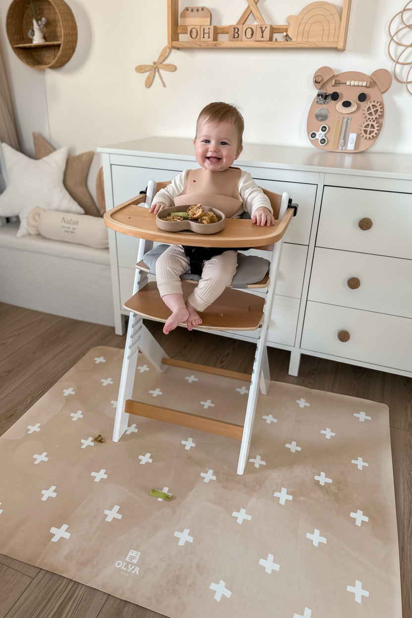 Kids Mealtime Floor Mat, Non-Slip & Waterproof - Cross Sand