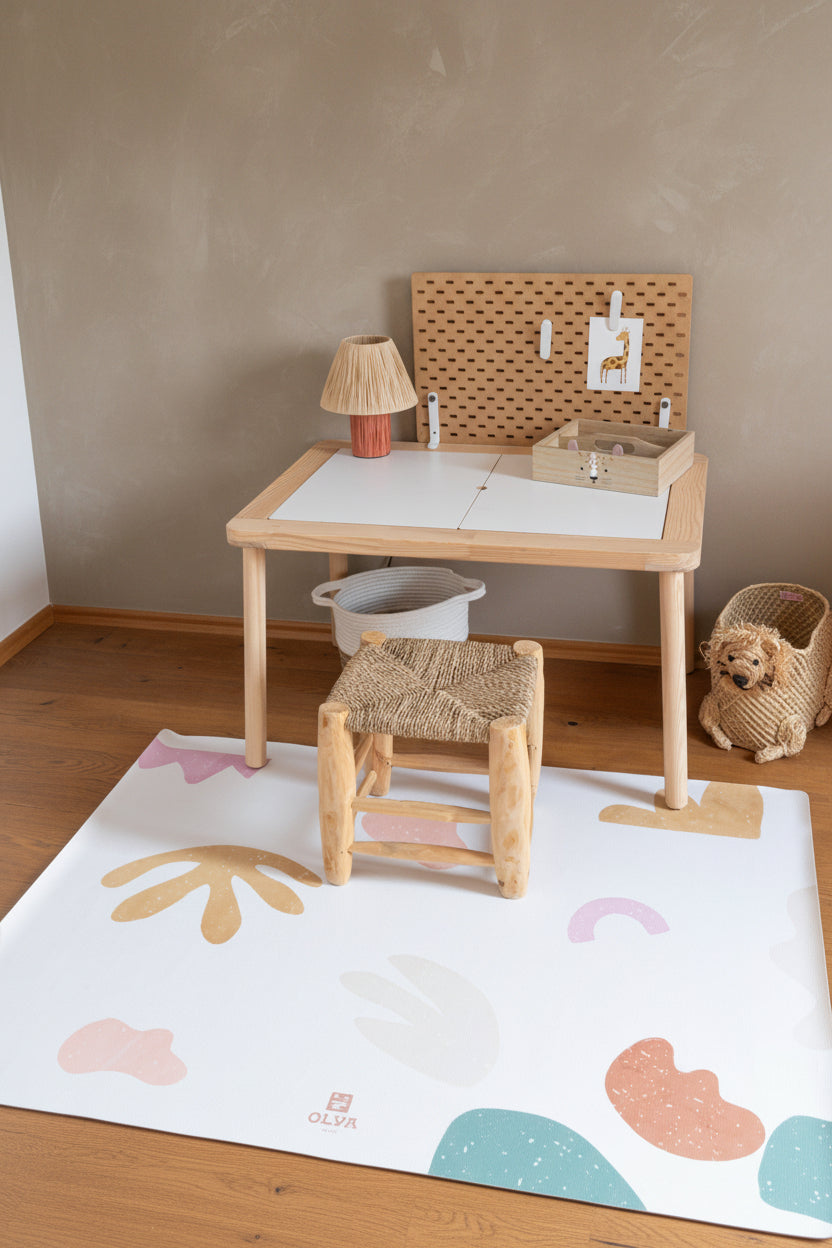 Kids Mealtime Floor Mat, Non-Slip & Waterproof - Organic Beach