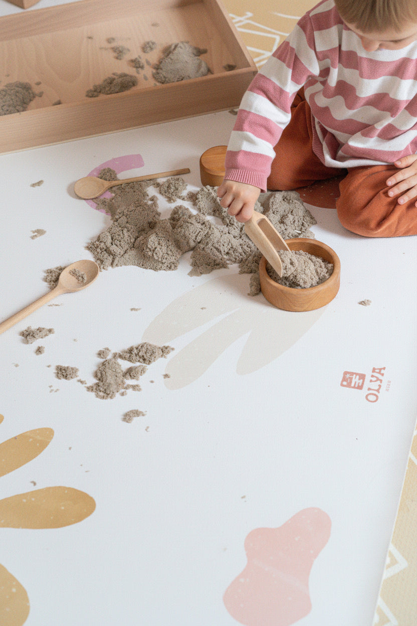 Kids Mealtime Floor Mat, Non-Slip & Waterproof - Organic Beach