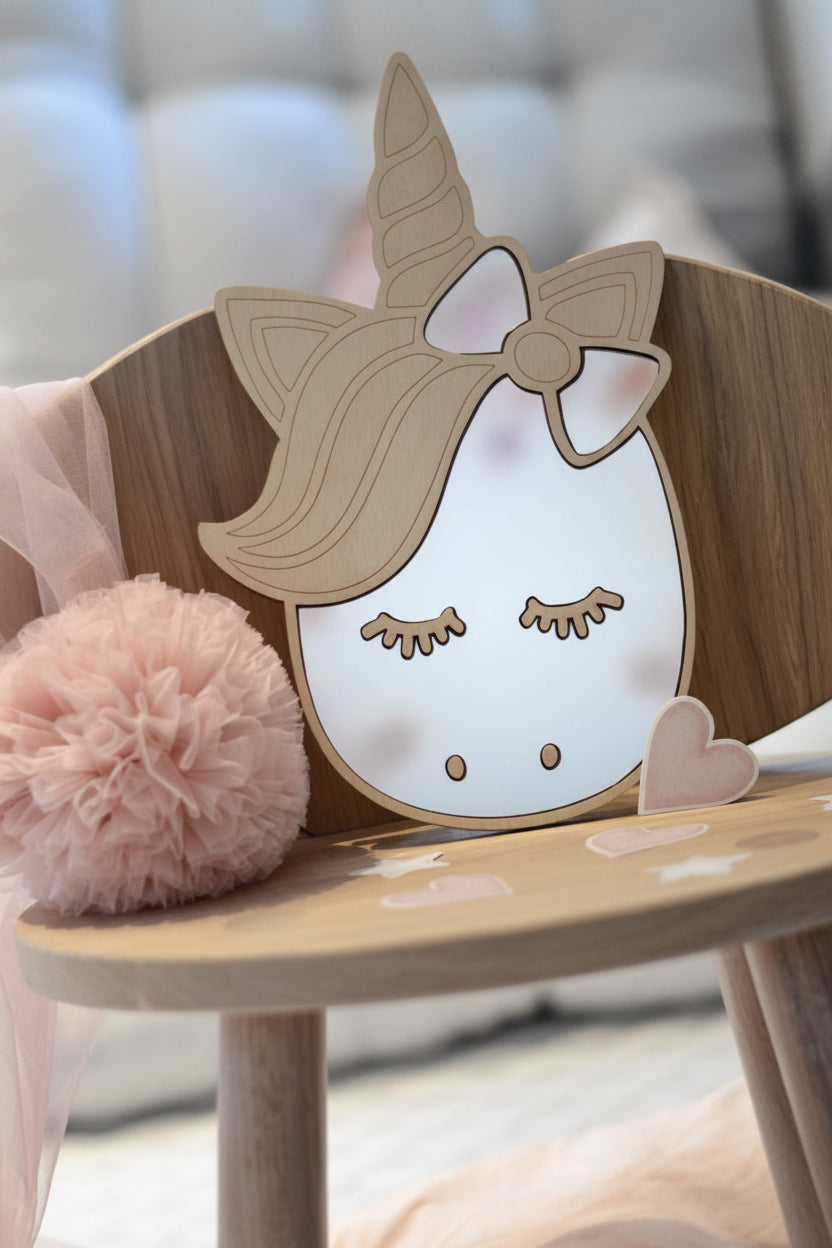 Kids Room Unicorn Mirror – Child-Friendly Acrylic & Wood