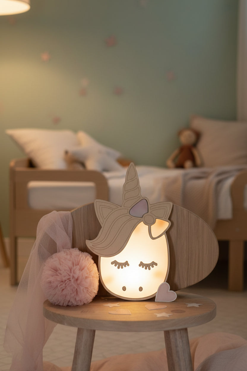 Kids Room Unicorn Mirror – Child-Friendly Acrylic & Wood