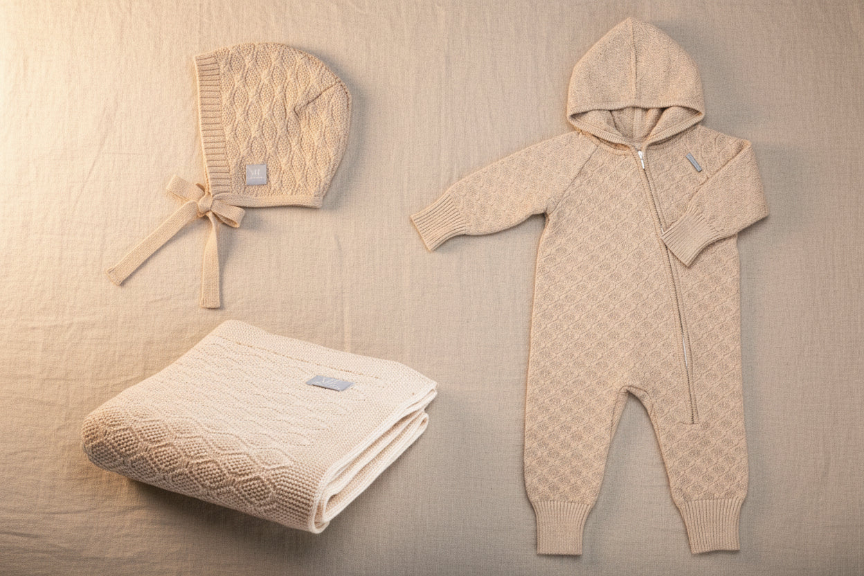 HAPPINESS Gift Set For Baby - Blanket, Romper and Bonnet