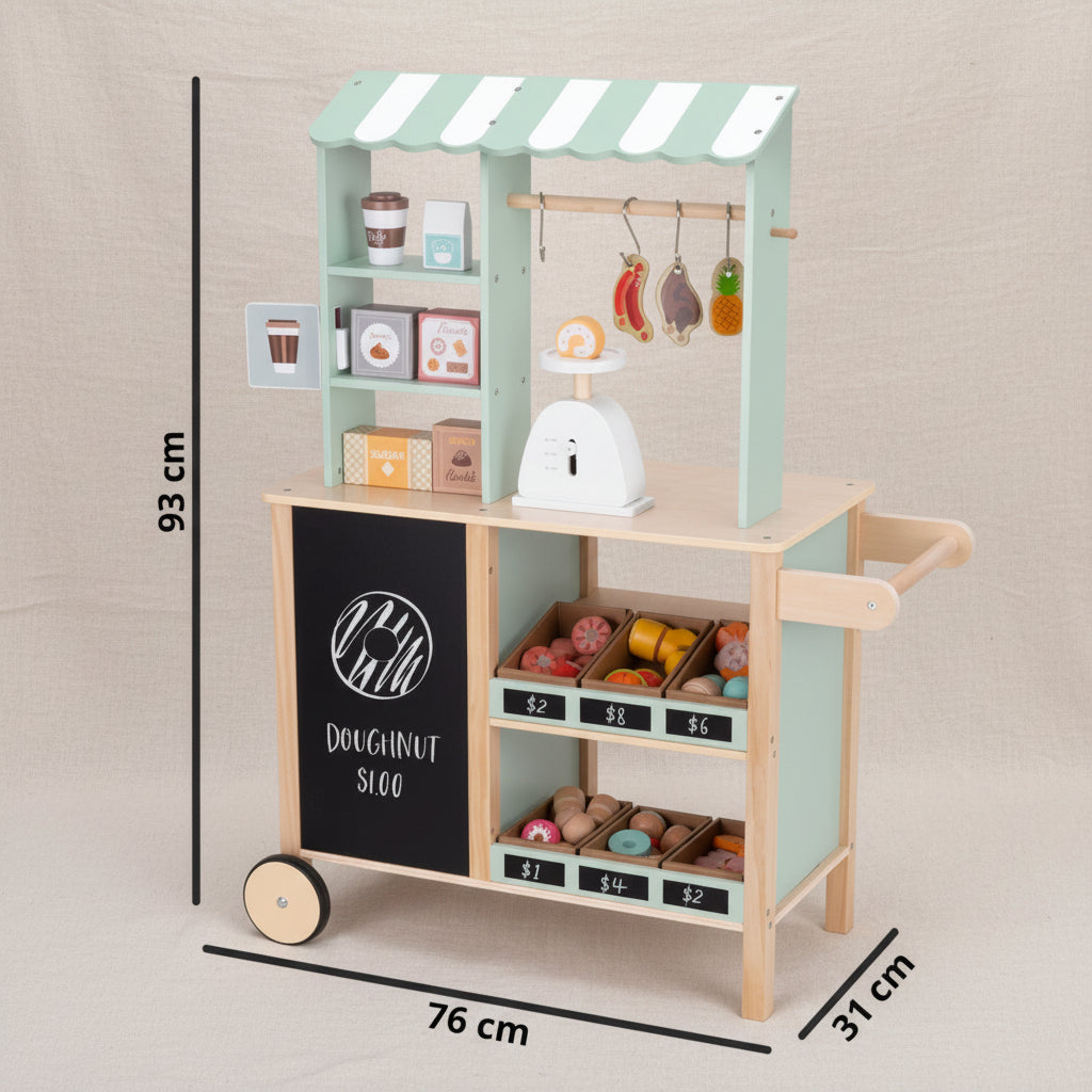 Large Multifunctional Wooden Food Truck Stand, 73 pcs