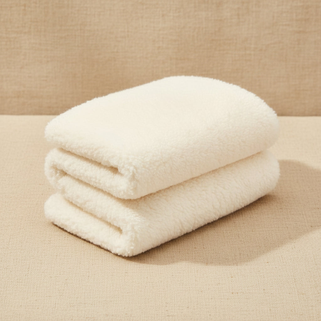 Merino Wool Blanket 2-Layer - Natural - 93x135cm
