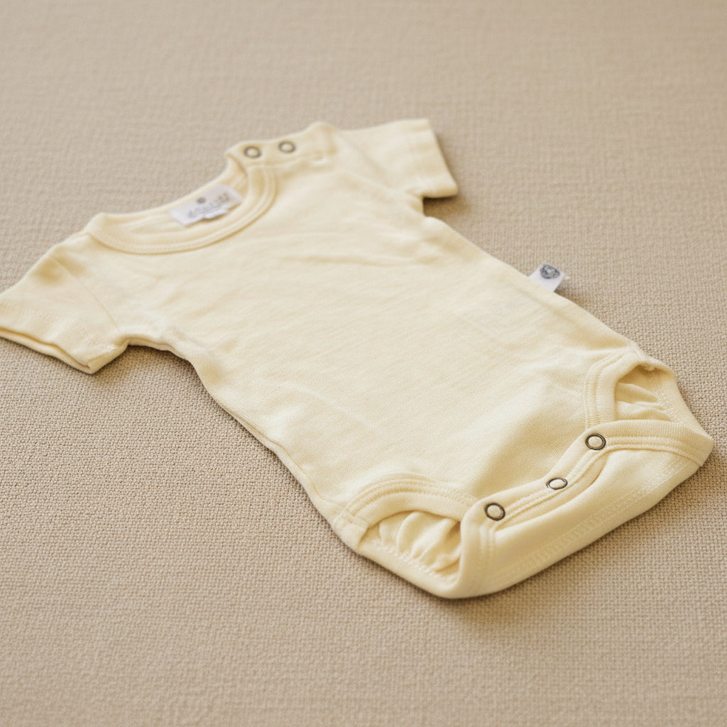 Merino Wool Romper Short Sleeve - Natural