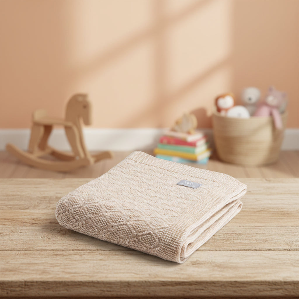 Merino wool baby blanket HAPPINESS
