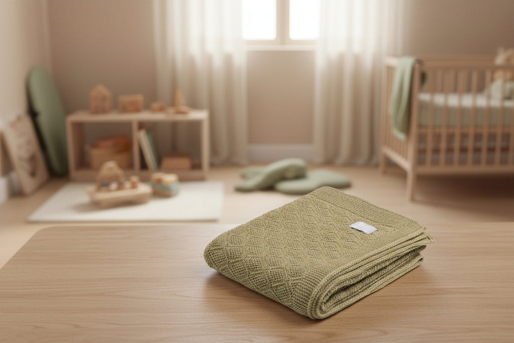 Merino wool baby blanket HAPPINESS
