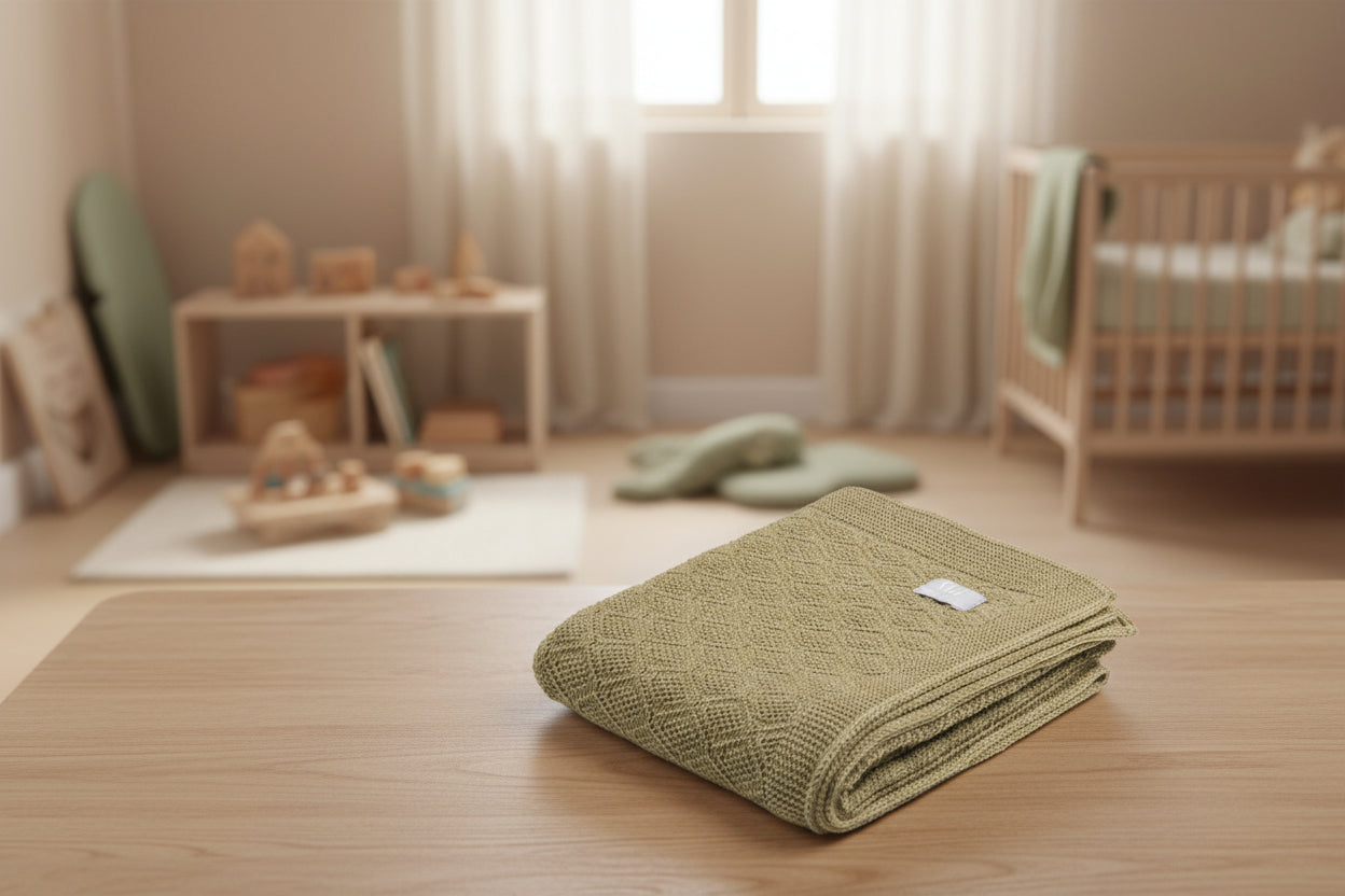 Merino wool baby blanket HAPPINESS
