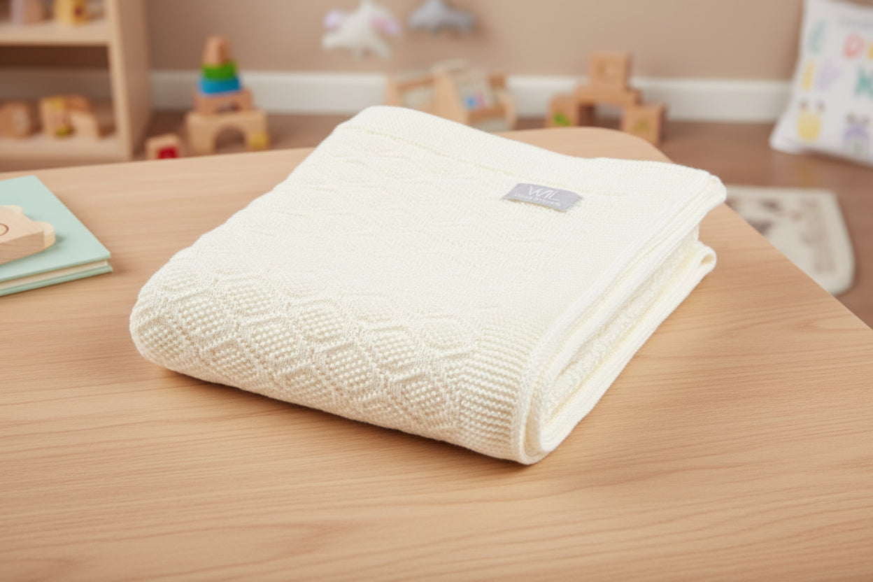 Merino wool baby blanket HAPPINESS