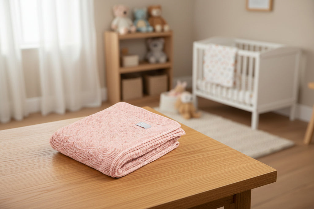 Merino wool baby blanket HAPPINESS
