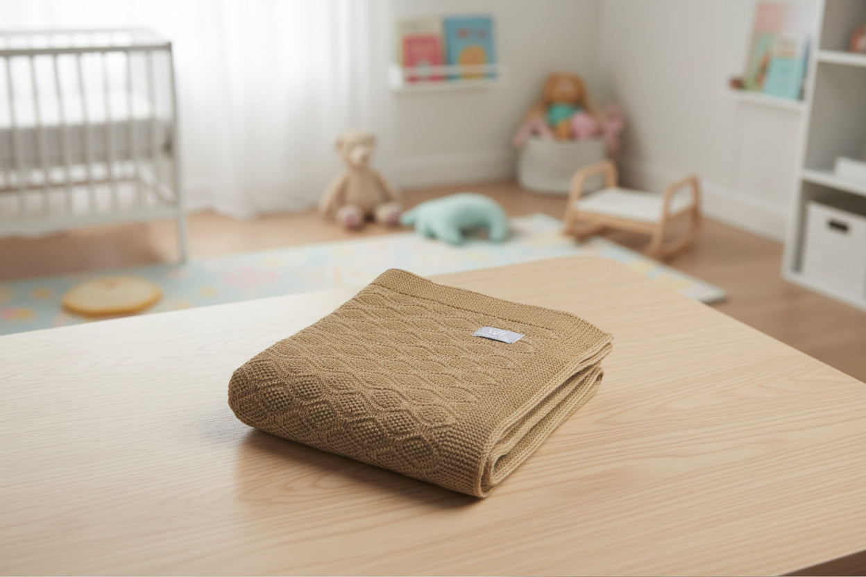 Merino wool baby blanket HAPPINESS