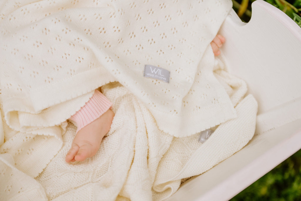 Merino wool baby blanket LOVE