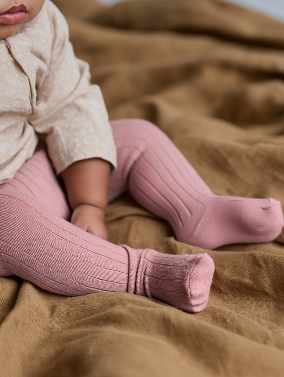 Merino Wool Tights - Coral