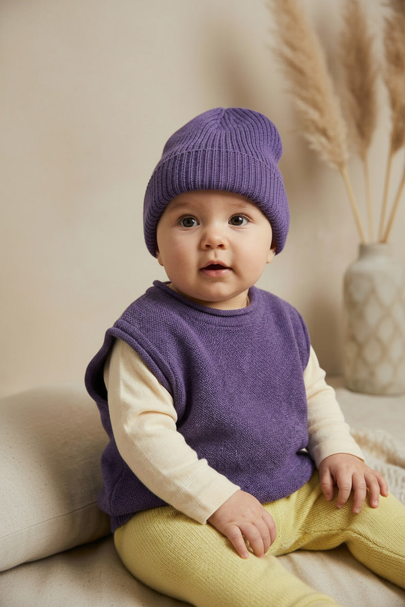 Merino Wool Baby Beanie - Violet
