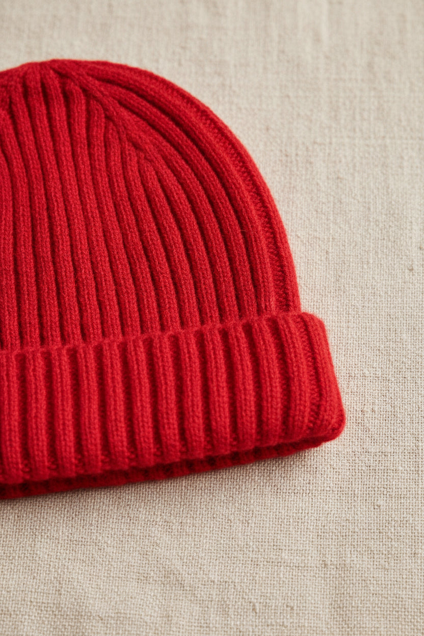 Merino Wool Baby Beanie - Lava