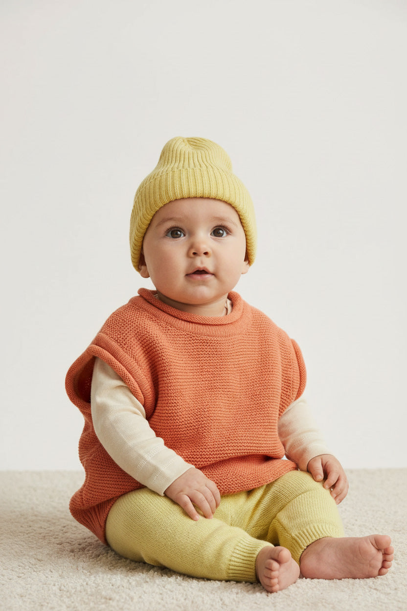 Merino Wool Baby Beanie - Lemonade