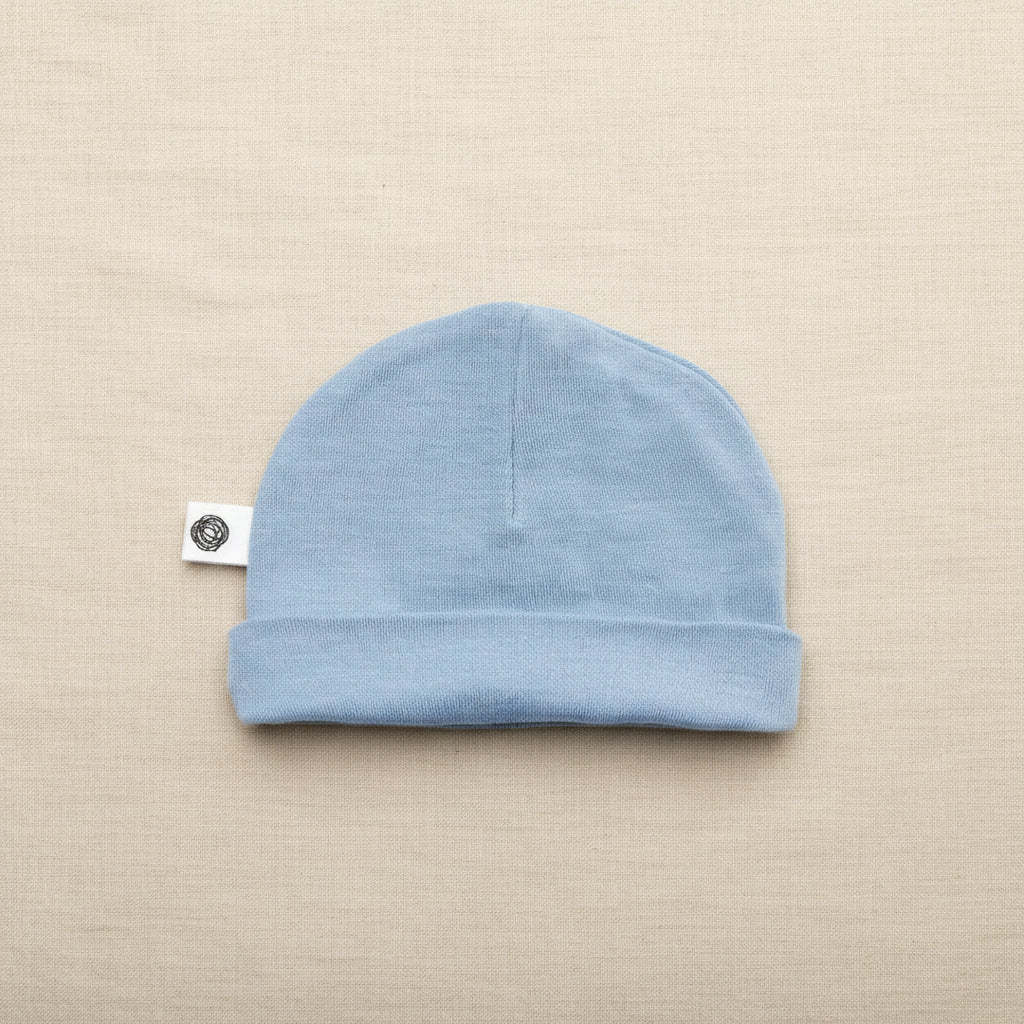 Merino Wool Baby Hat - Blue Fog