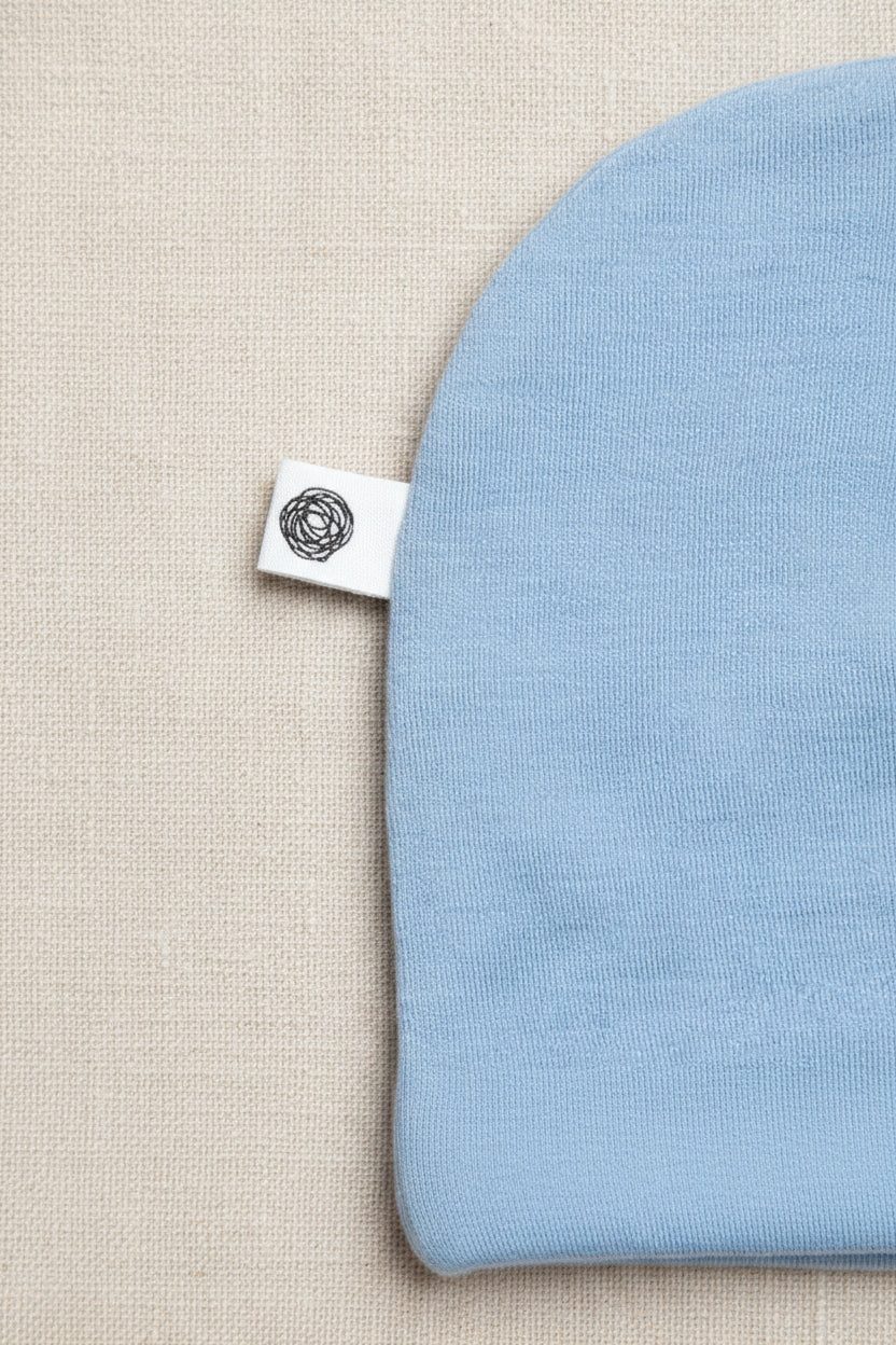 Merino Wool Baby Hat - Blue Fog