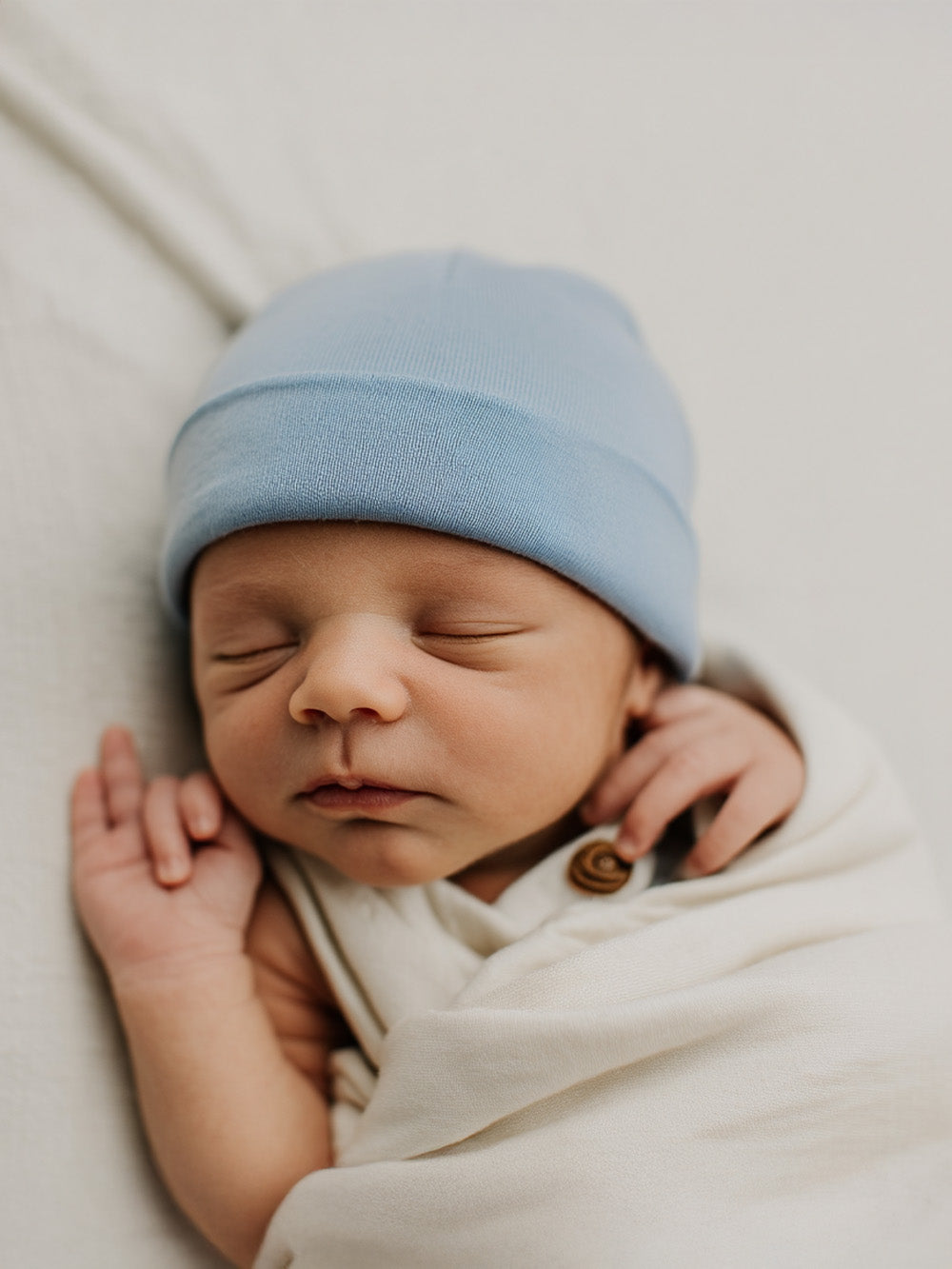 Merino Wool Baby Hat - Blue Fog