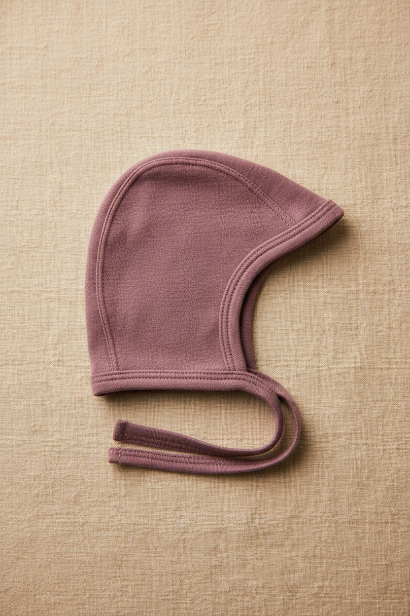 Merino Wool Baby Tie Hat - Grape Shake