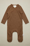 Merino Wool Wrap Romper Suit - Walnut