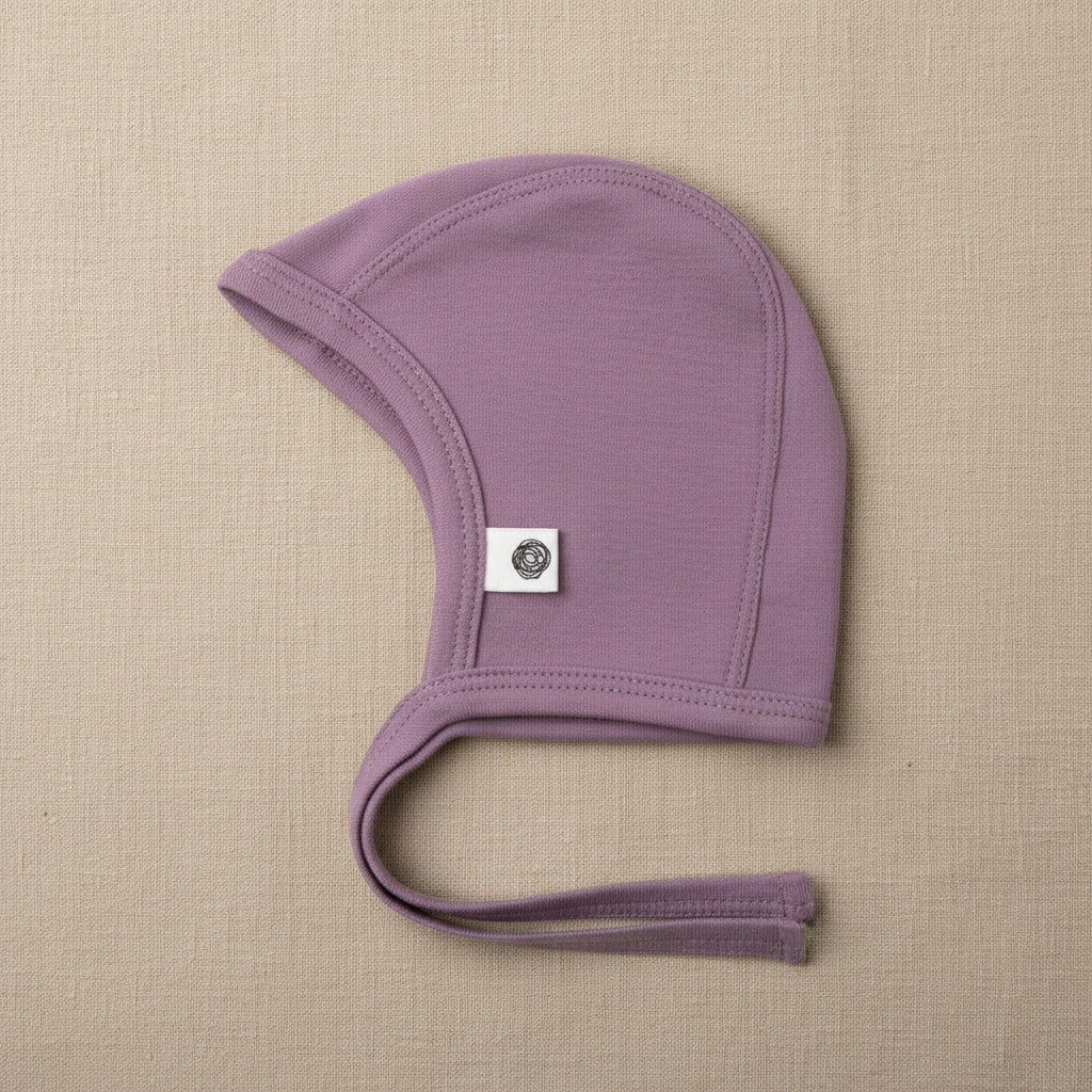 Merino Wool Baby Tie Hat - Lavender Mist