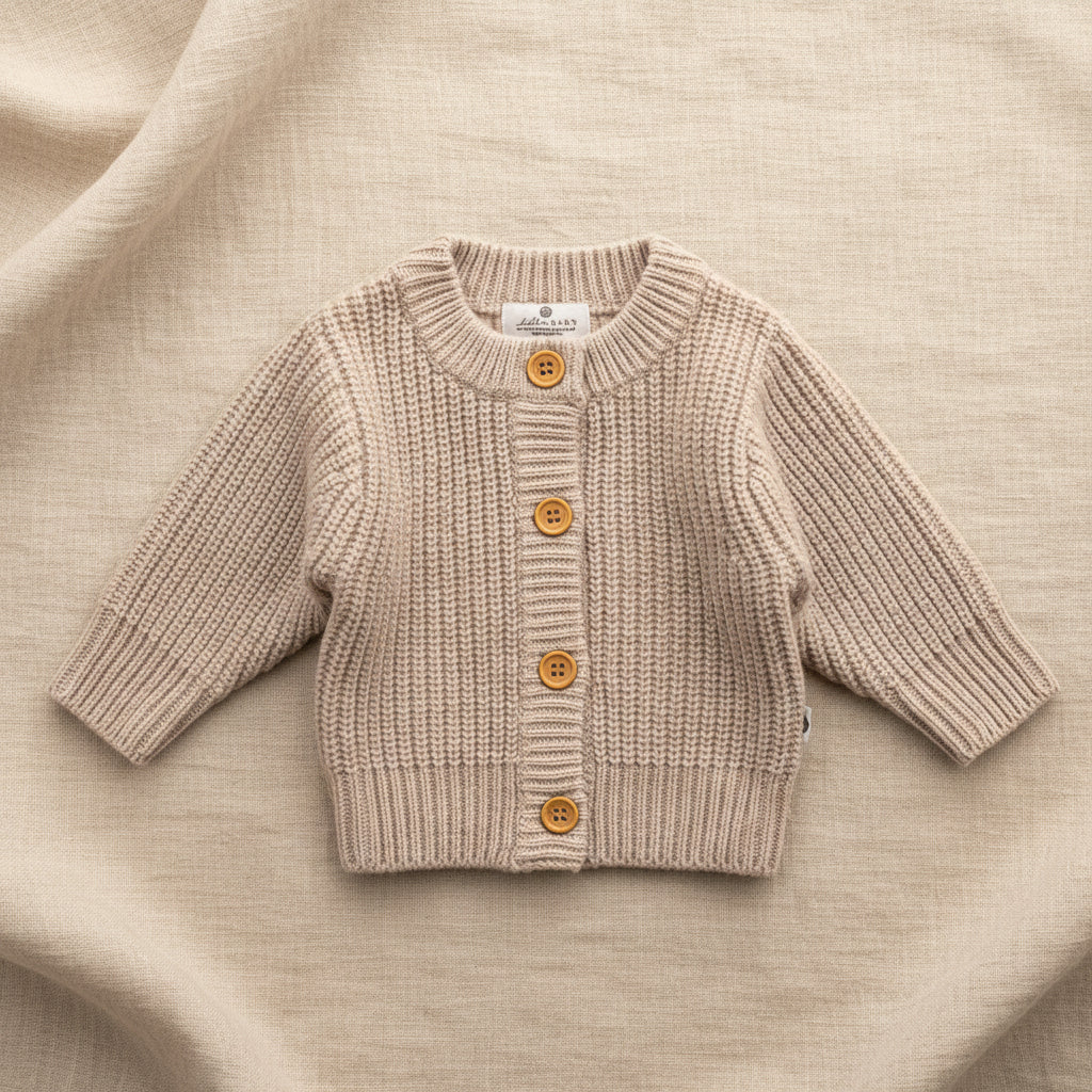 Merino Wool Cardigan - Beige