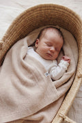 Wollen Babydeken / Kinderdeken Gebreid - Merinowol - Garlic