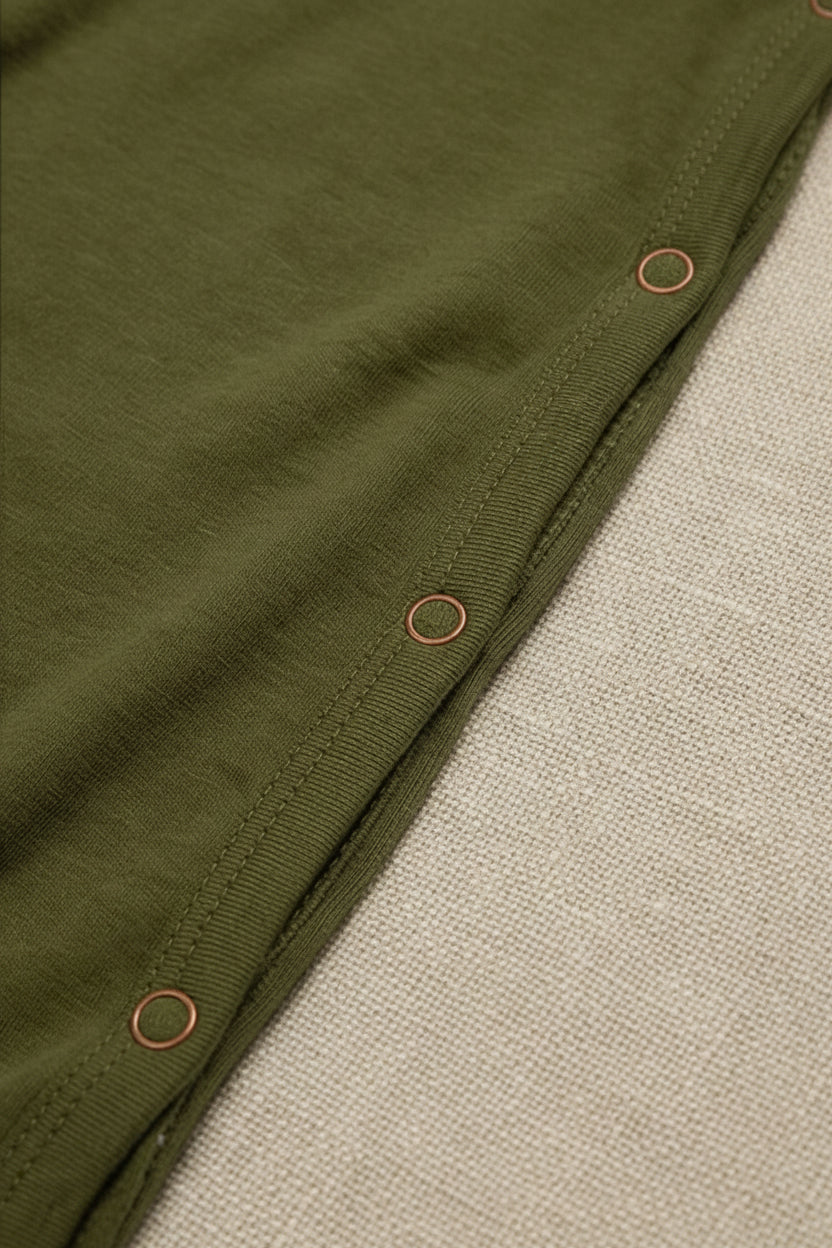 Merino Wool Wrap Romper Suit - Fir Green