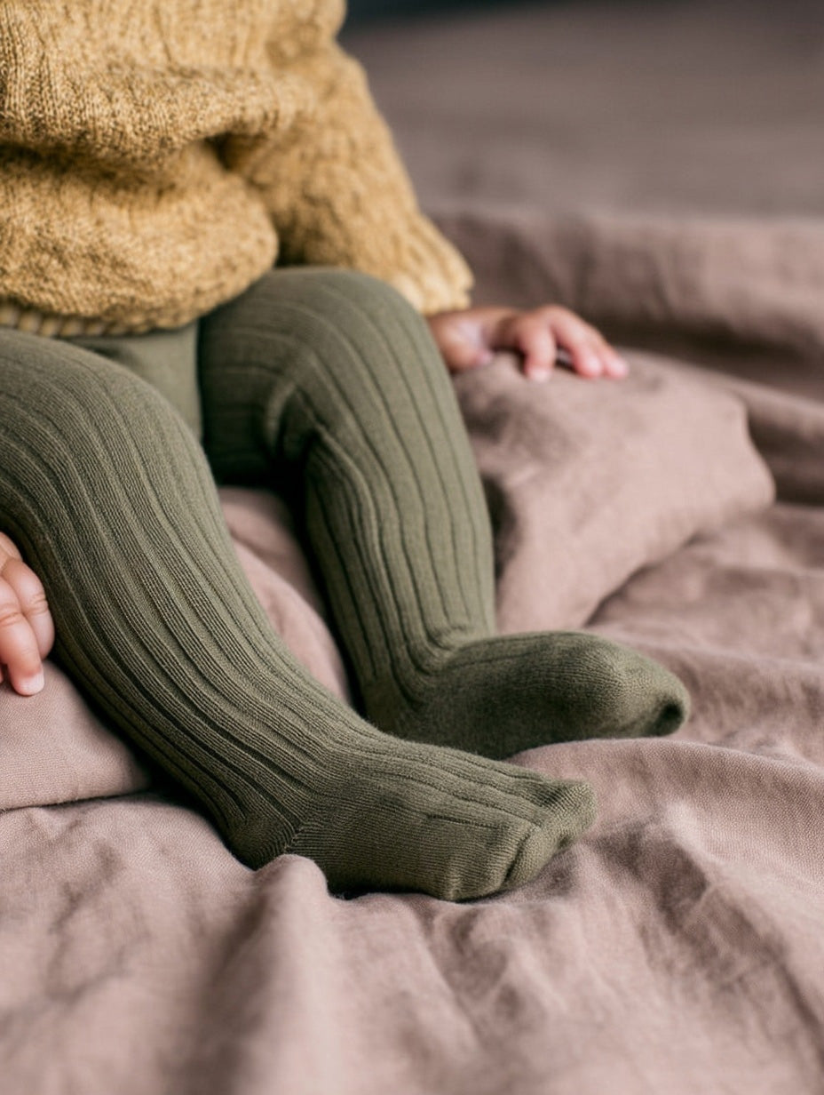 Merino Wool Tights - Light Avocado
