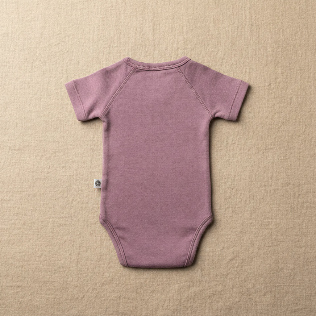 Merino Wool Wrap Romper Short Sleeve - Lavender Mist