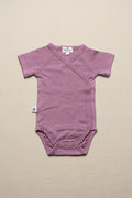 Merino Wool Wrap Romper Short Sleeve - Lavender Mist