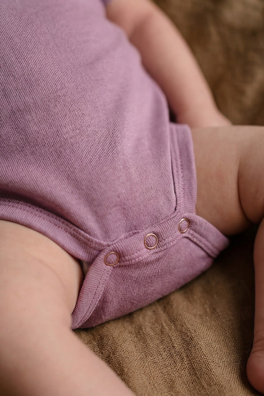 Merino Wool Wrap Romper Short Sleeve - Lavender Mist