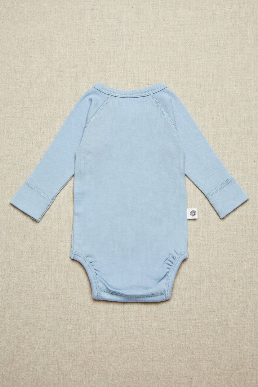 Merino Wool Wrap Romper - Blue Fog