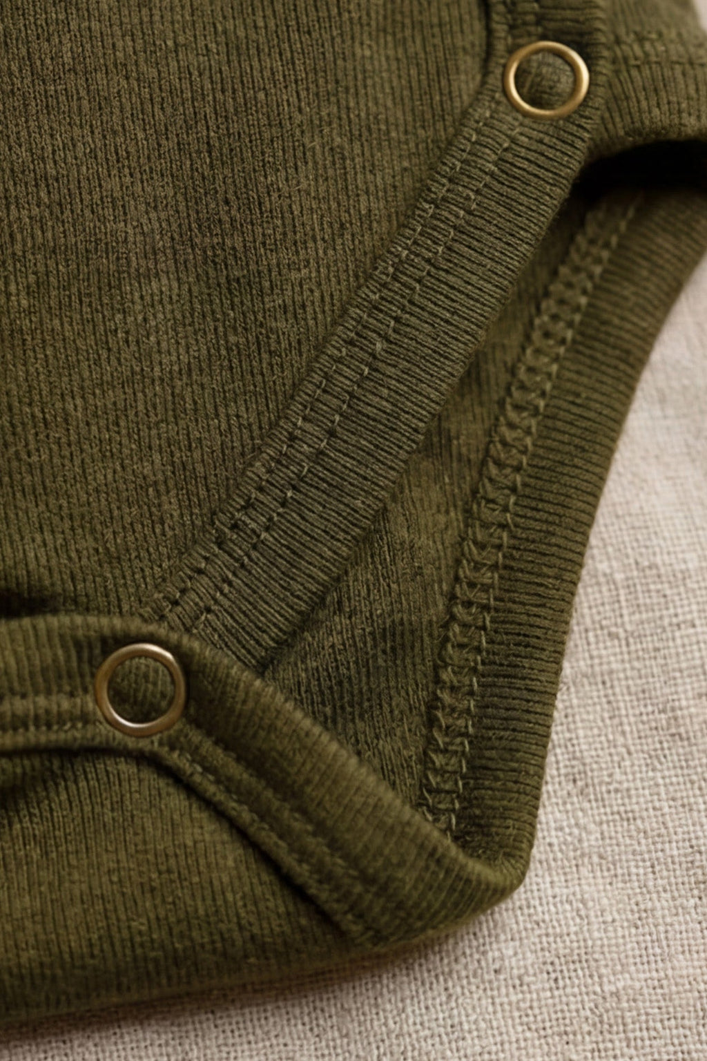 Merino Wool Wrap Romper Long Sleeve – Fir Green