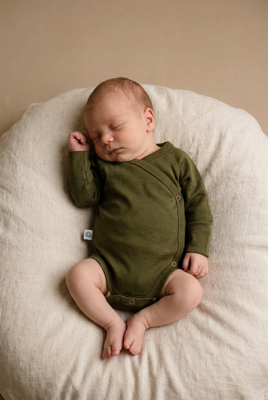 Merino Wool Wrap Romper Long Sleeve – Fir Green