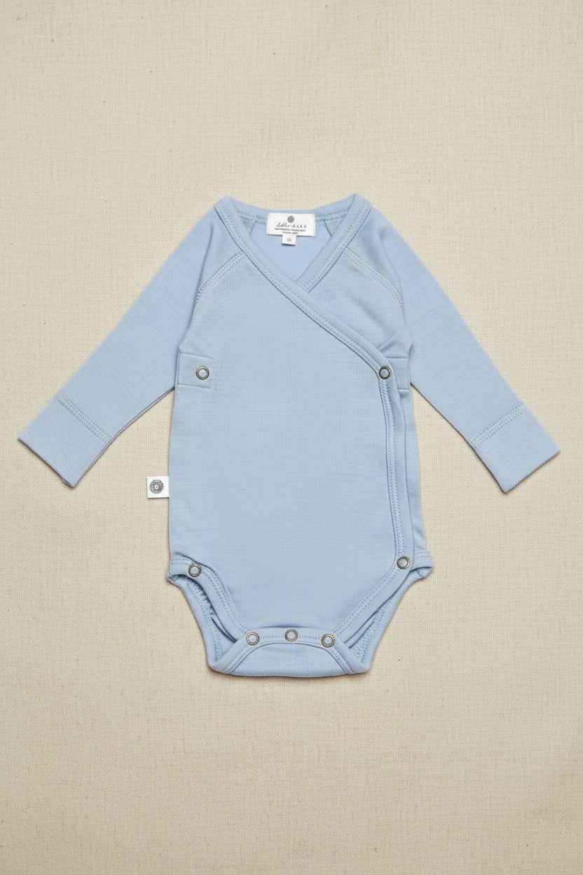 Merino Wool Wrap Romper - Blue Fog