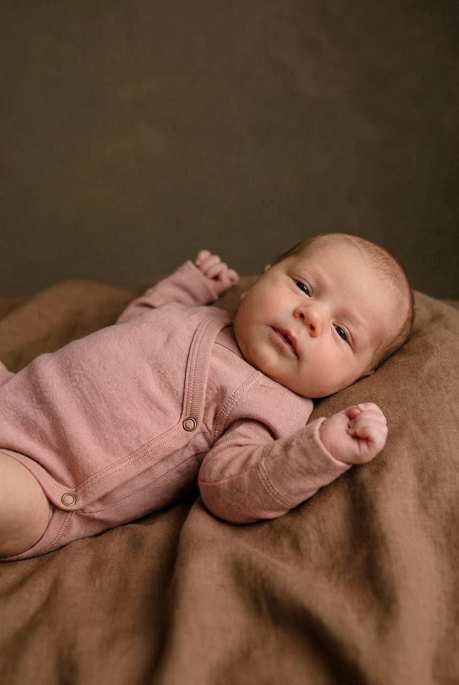 Merino Wool Wrap Romper - Misty Rose
