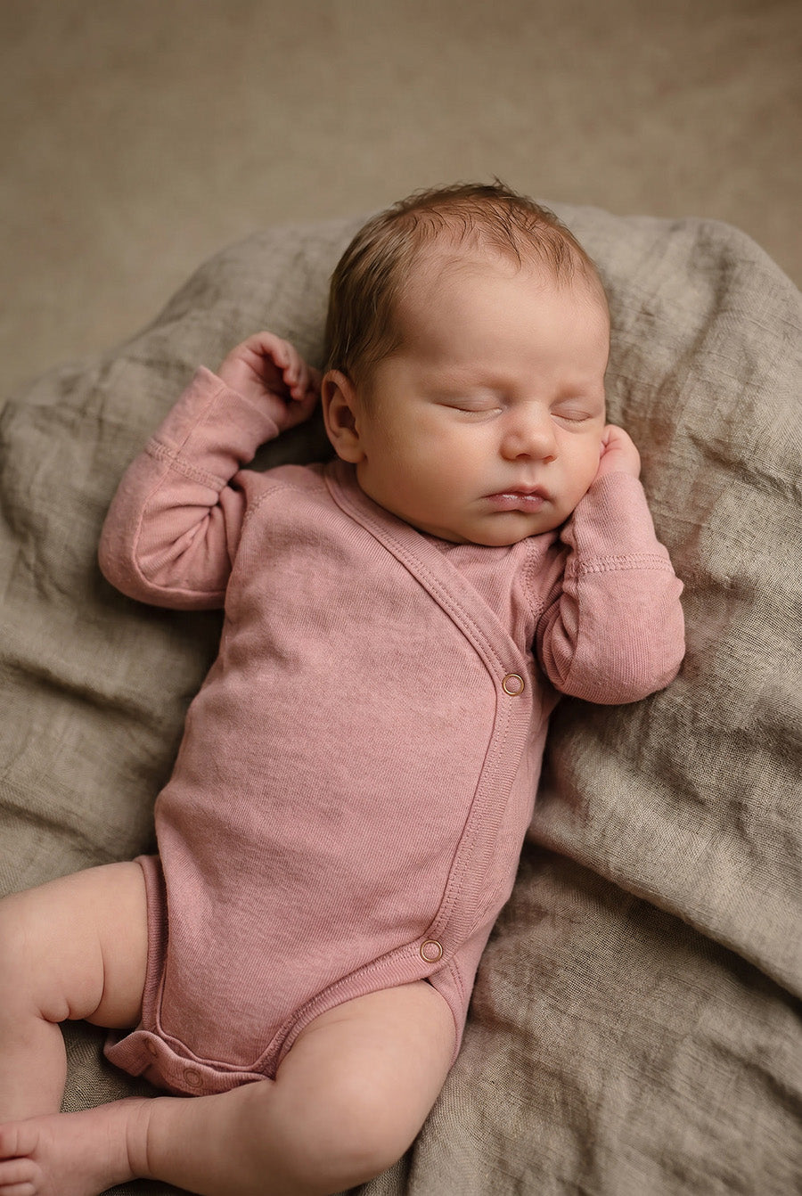 Merino Wool Wrap Romper - Misty Rose