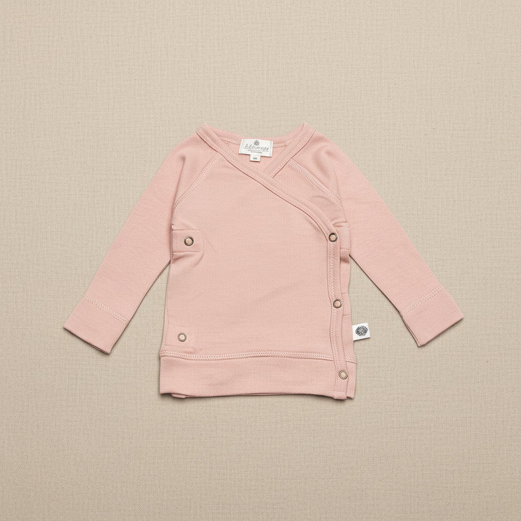 Merino Wool Wrap Sweater - Misty Rose