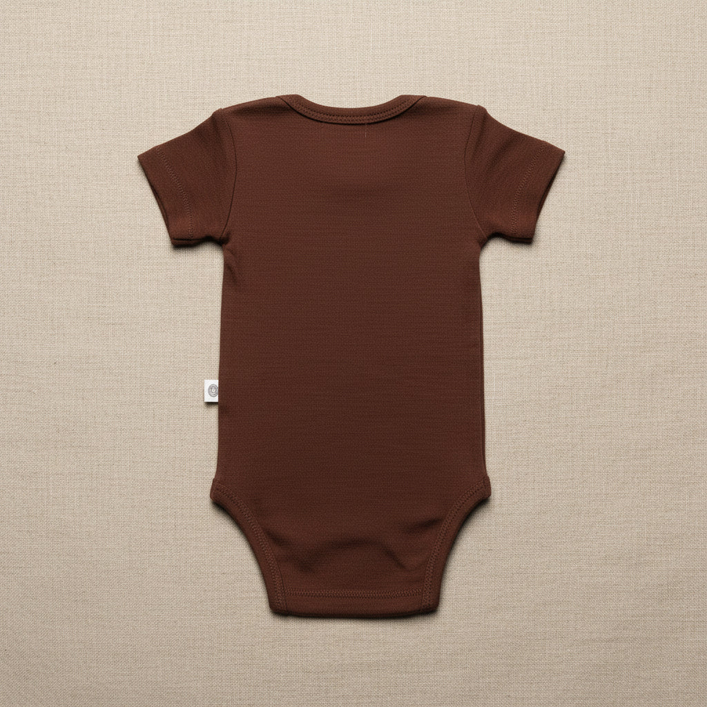 Merino Wool Romper Short Sleeve - Cinnamon