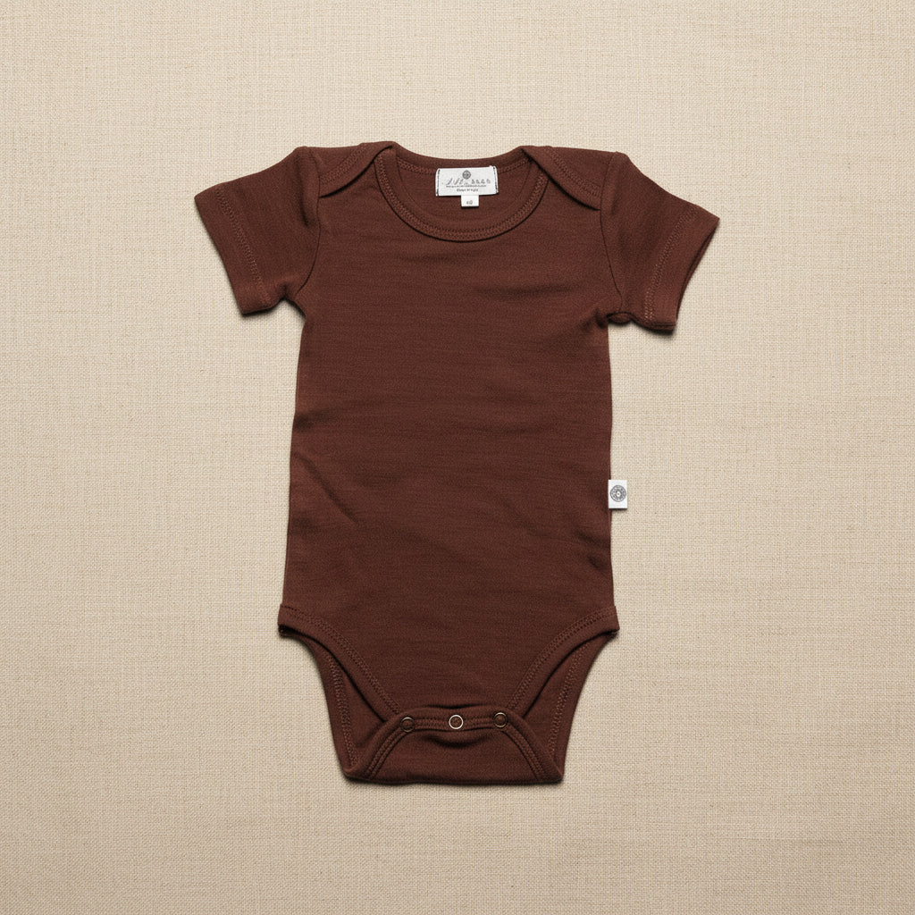 Merino Wool Romper Short Sleeve - Cinnamon