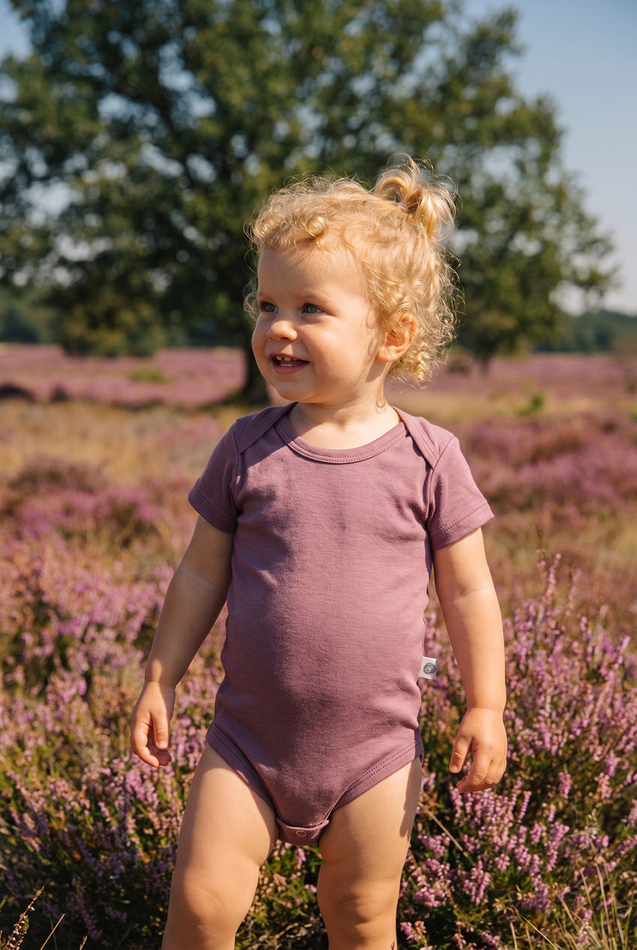 Merino Wool Romper Short Sleeve - Grape Shake