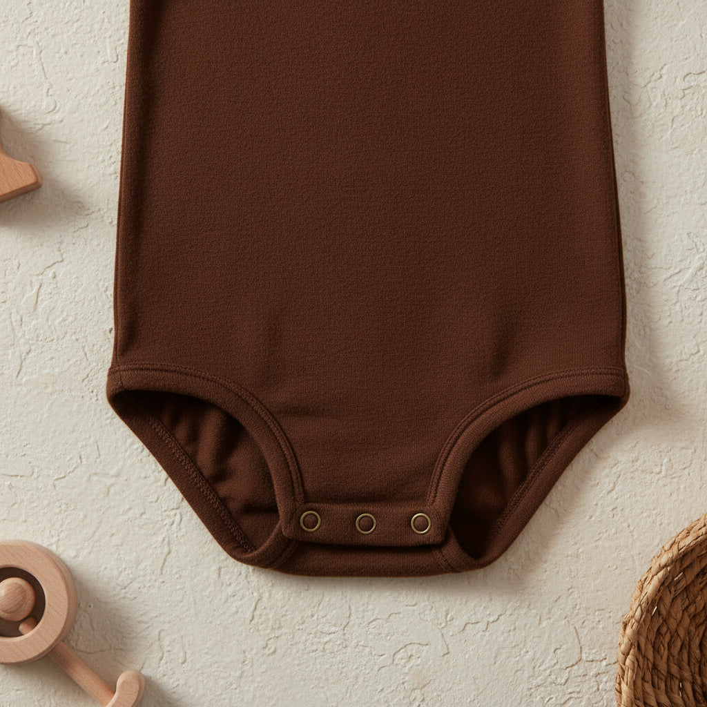 Merino Wool Warp Romper Long Sleeve - Chocolate
