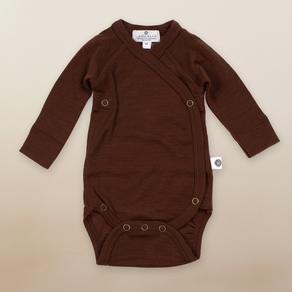 Merino Wool Warp Romper Long Sleeve - Chocolate