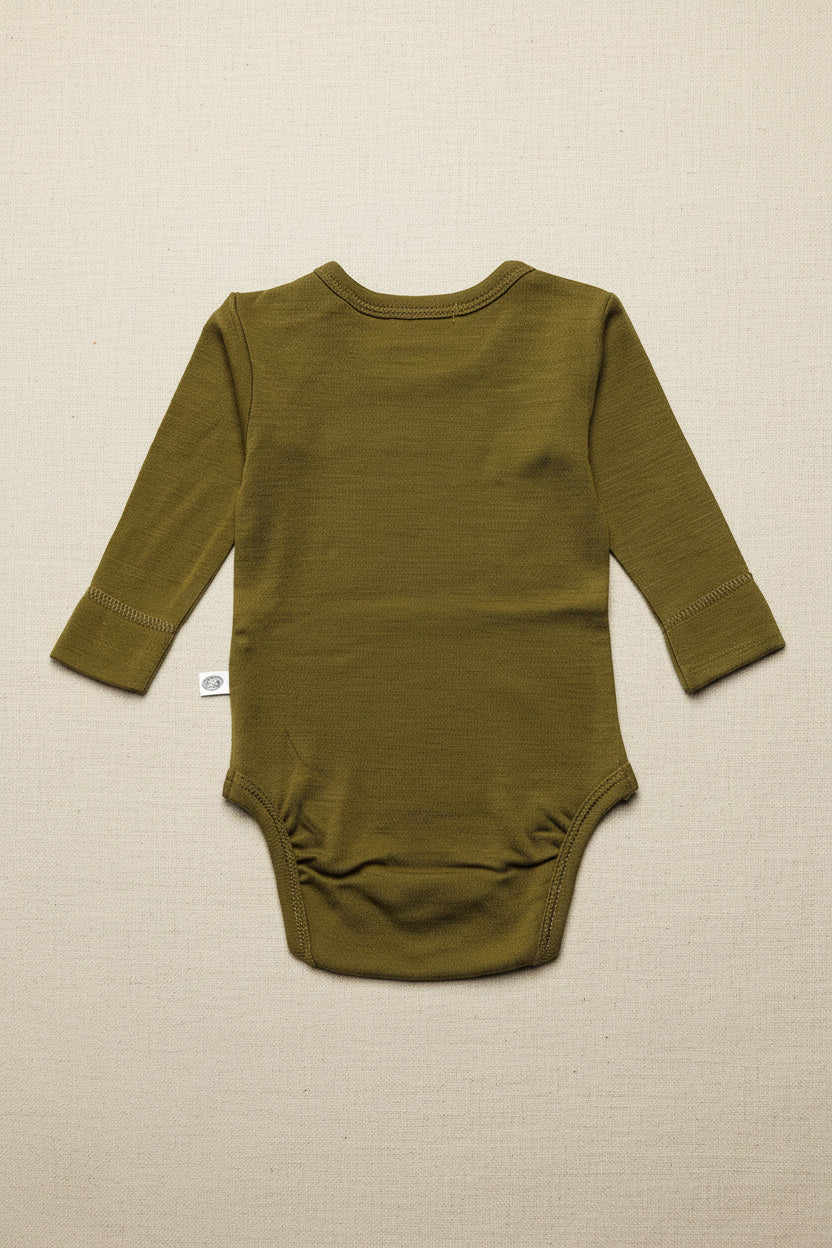 Merino Wool Romper Long Sleeve - Fir Green