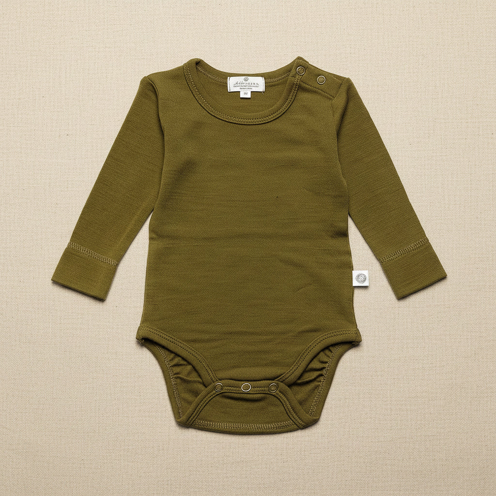 Merino Wool Romper Long Sleeve - Fir Green