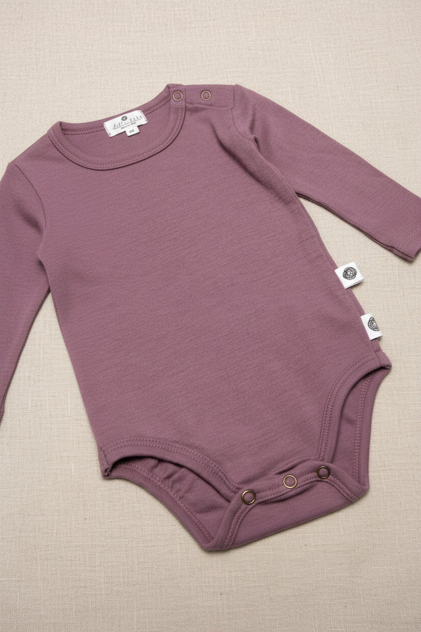 Merino Wool Romper Long Sleeve - Grape Shake